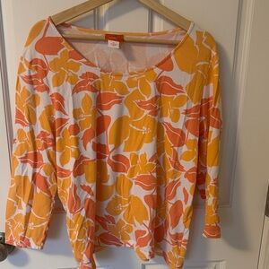 hearts of palm Orange & Yellow Floral Scoop-Neck Tunic
